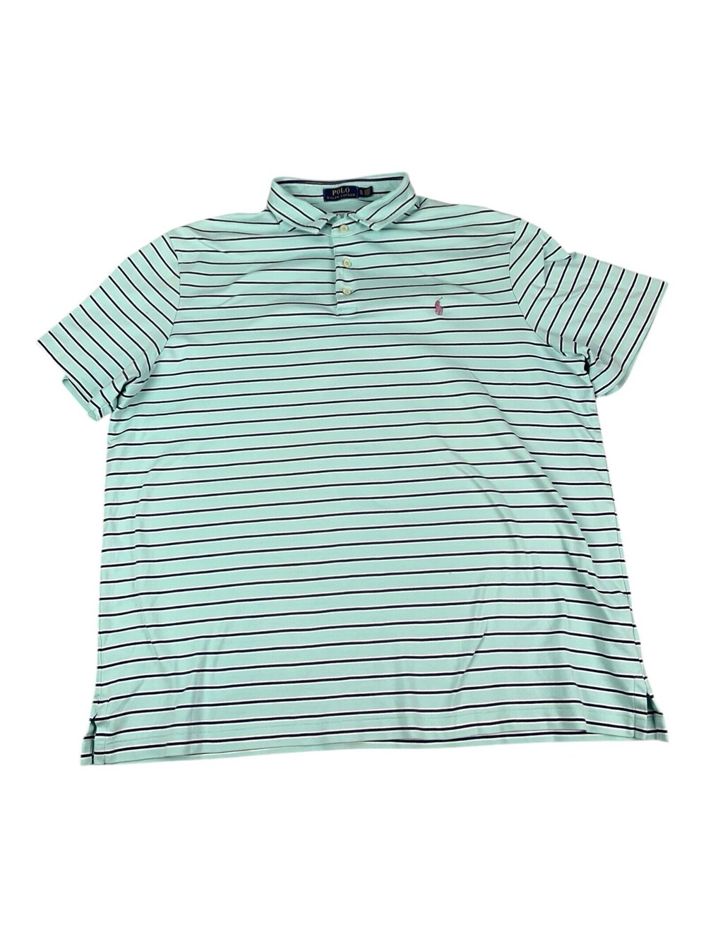 Polo Ralph Lauren Polo Shirt, Teal Blue Striped, Cotton,  Men's Size XL